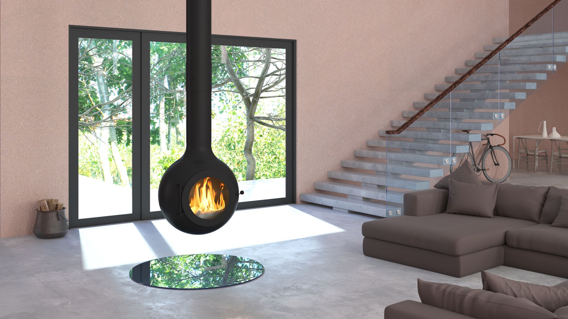 Signi Fires Globe Suspended Fireplace