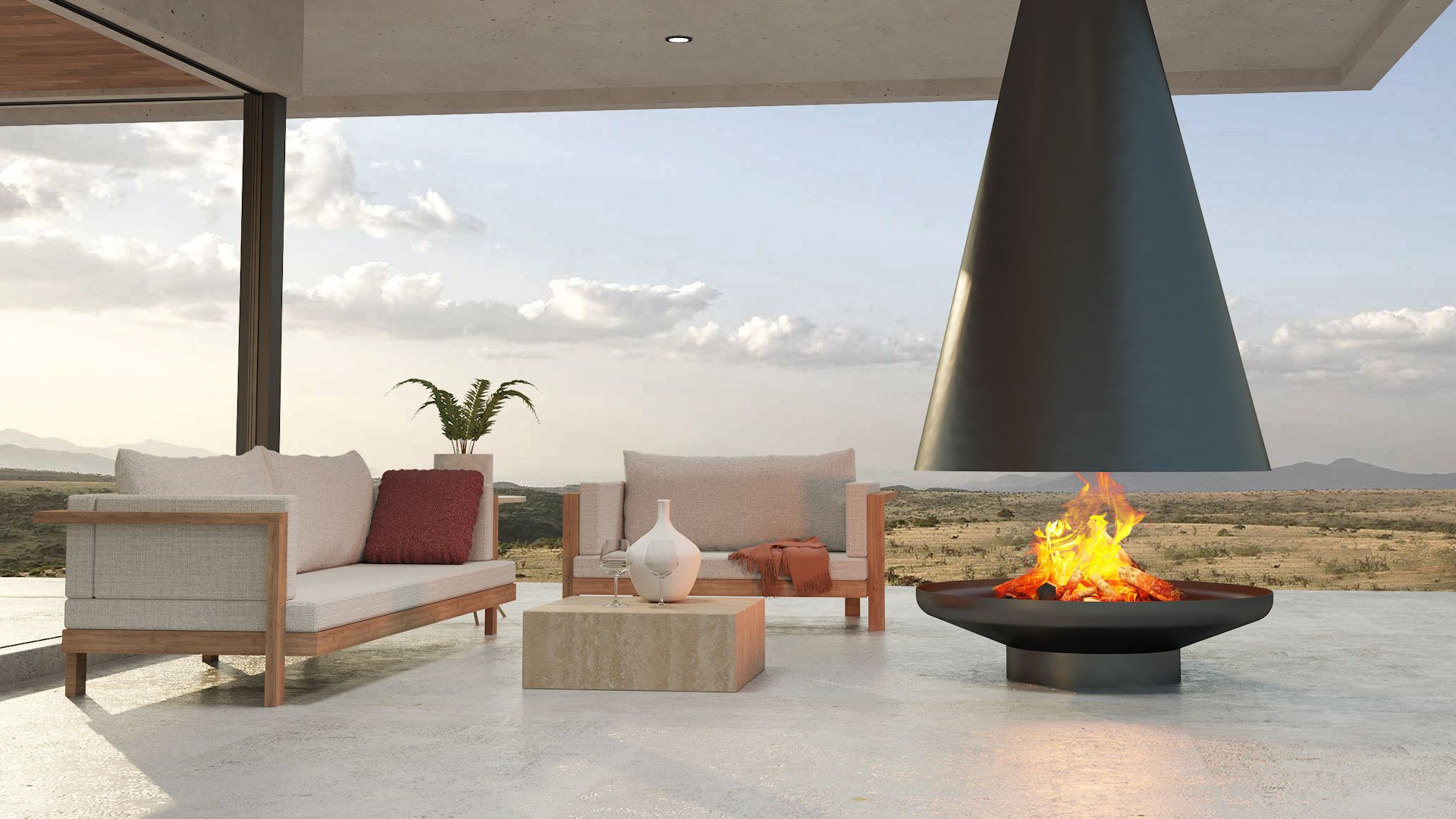 Signi Fires Silo Suspended Fireplace