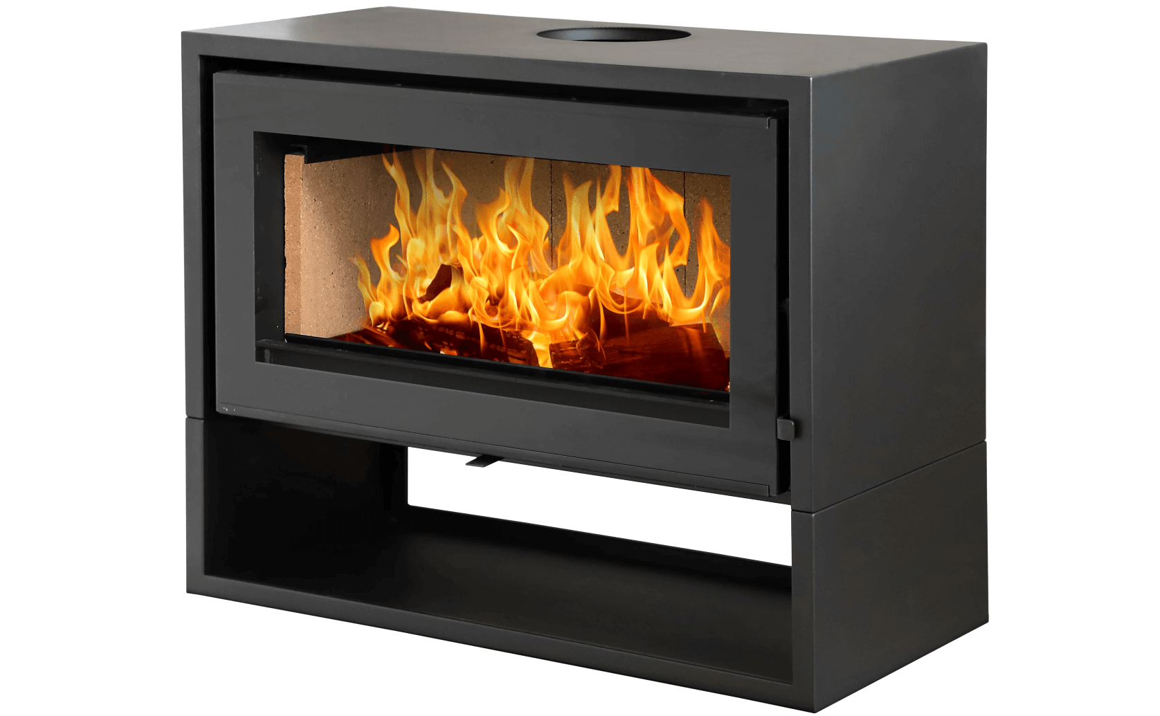 Flamm 950 on Log Base Freestanding Fireplace