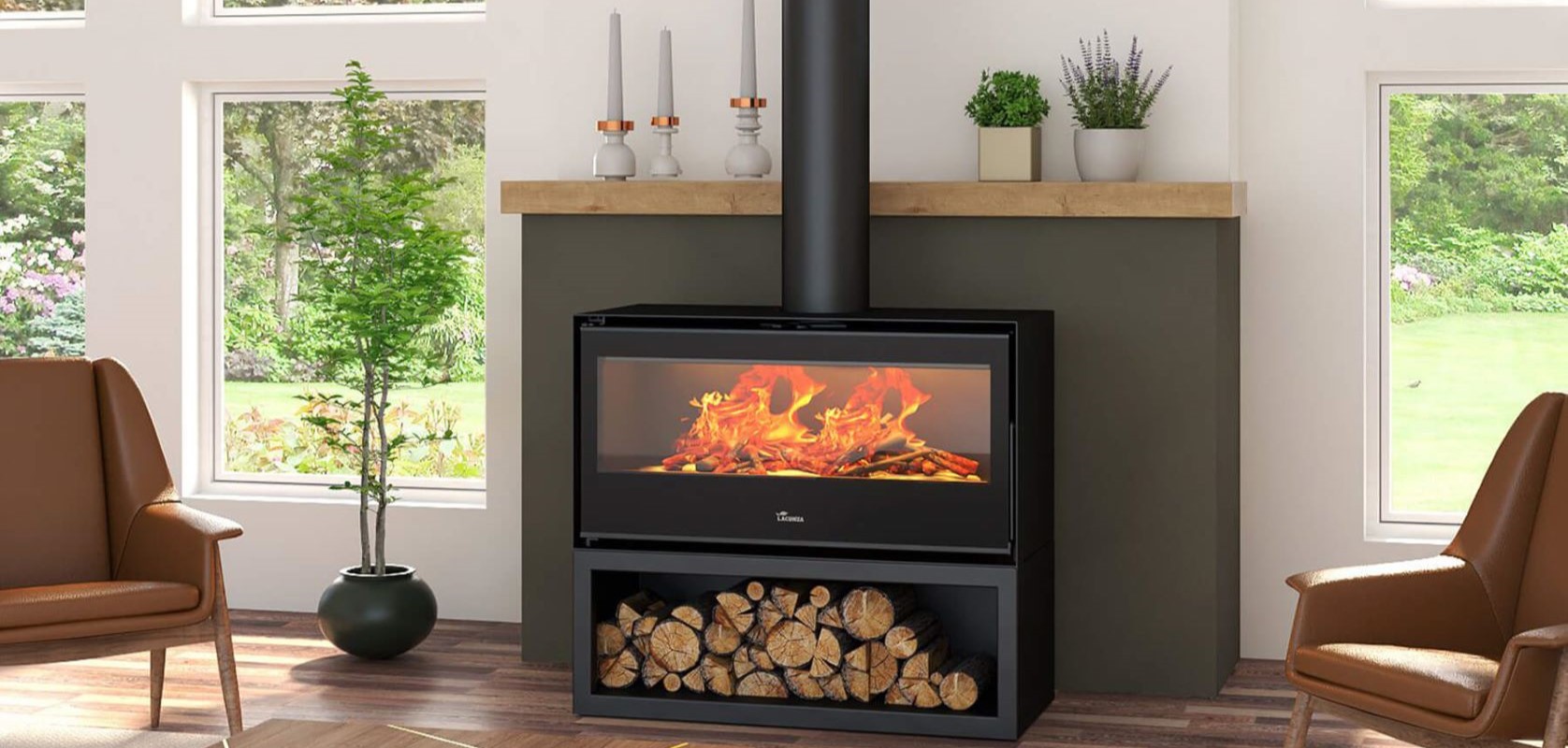 Lacunza Silver 700, 800 & 1000 Freestanding Fireplace