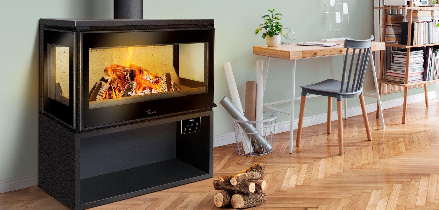Lacunza Adour 800 CLID Three Sided Freestanding Fireplace