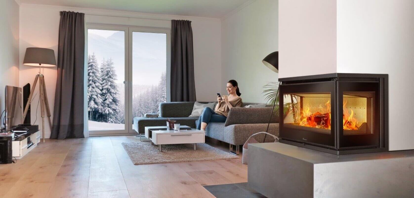 Lacunza Adour 800 CLID Built in Three Sided Fireplace