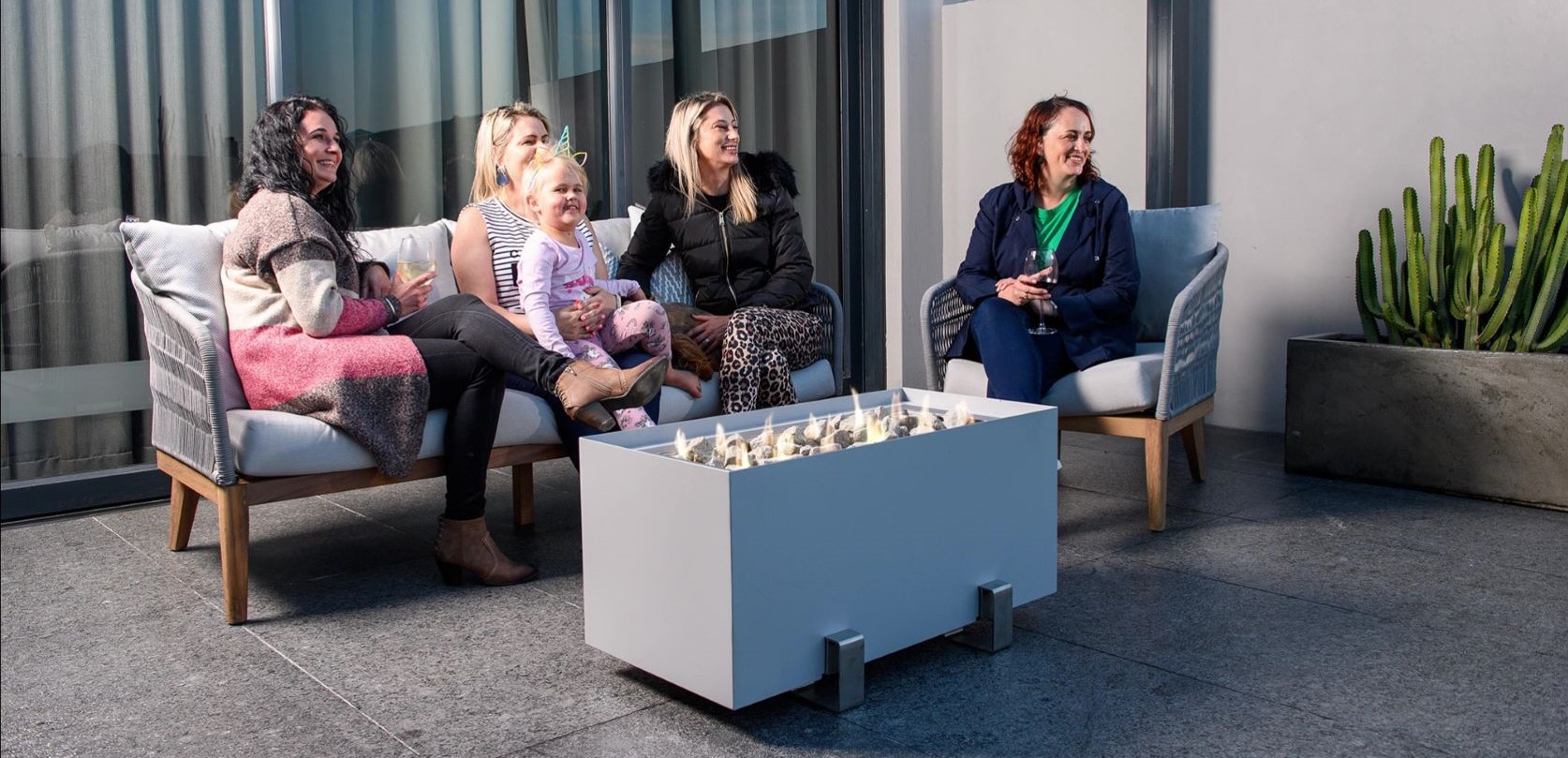 Rectangular Gas Fire Pit with Surround