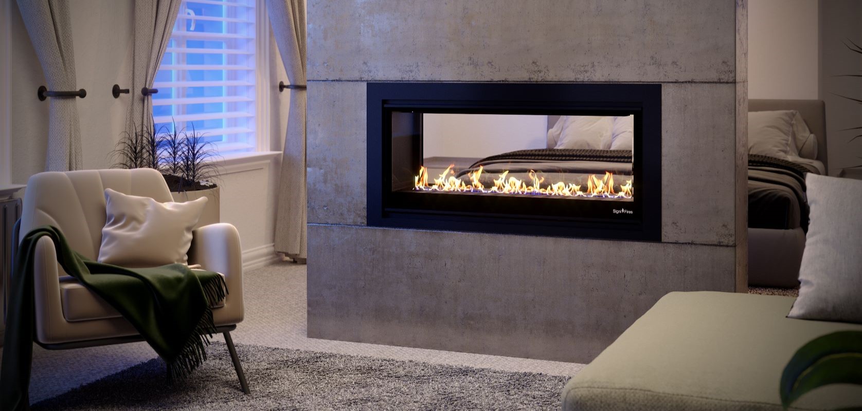 Signi Fires Element 120 Double Sided Gas Fireplace