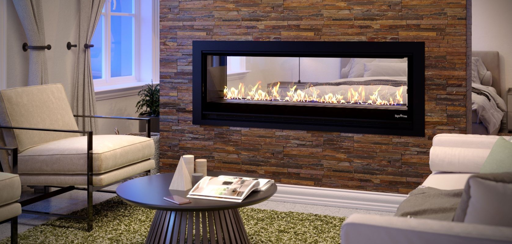 Signi Fires Element 160 Built In Double Sided Gas Fireplace