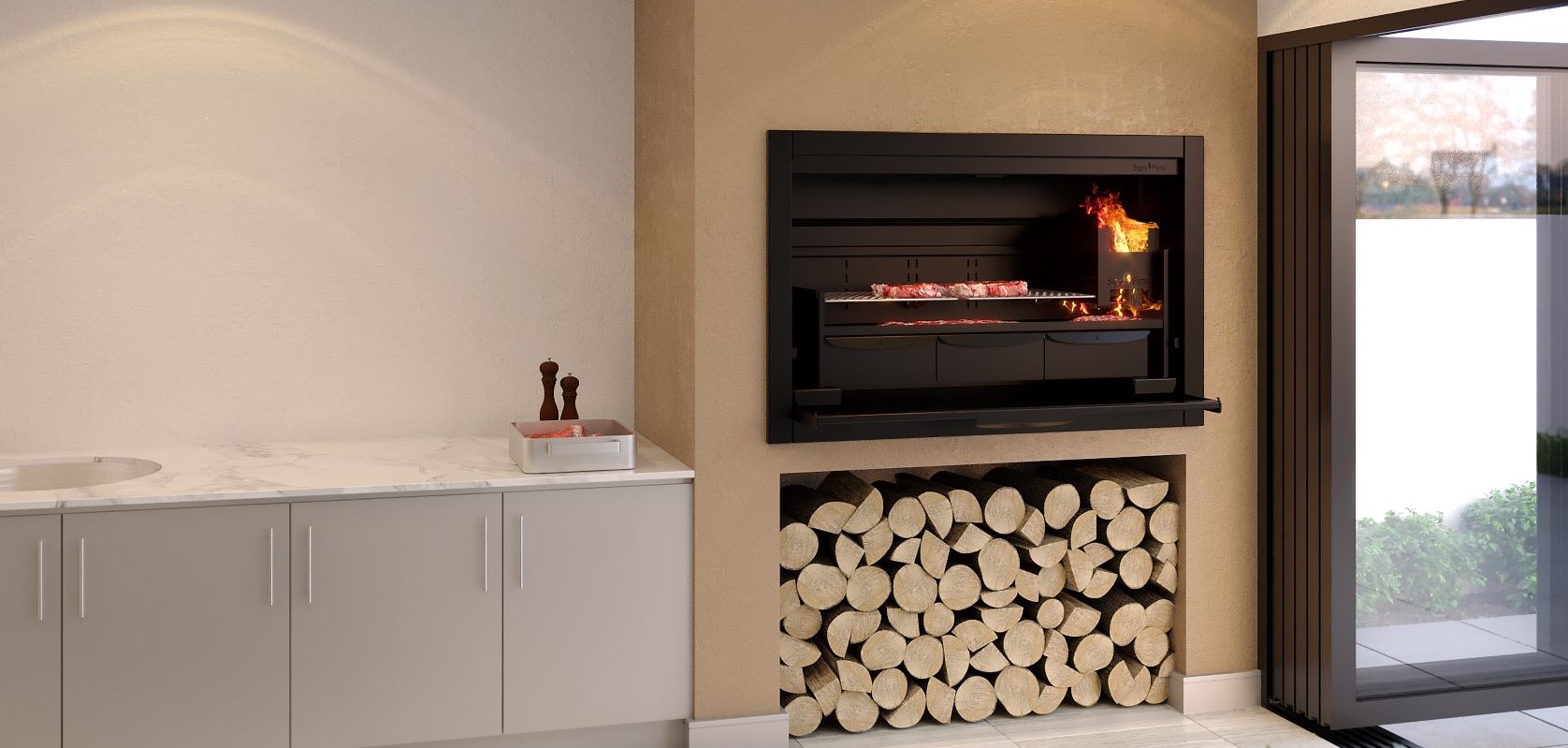 Signi Fires Ember Built-in Wood and Charcoal Braai