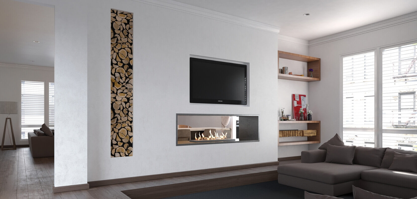 Signi Fires Slimline Double Sided Built-in Bioethanol Fireplace